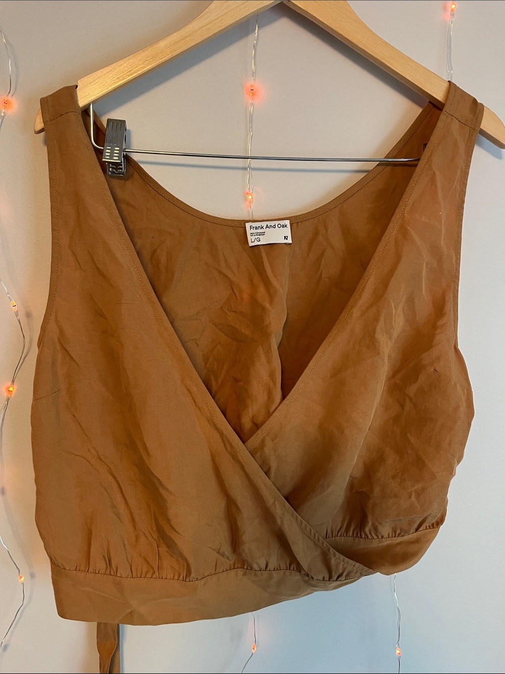 Frank & Oak Rust Brown Wrap Crop Top